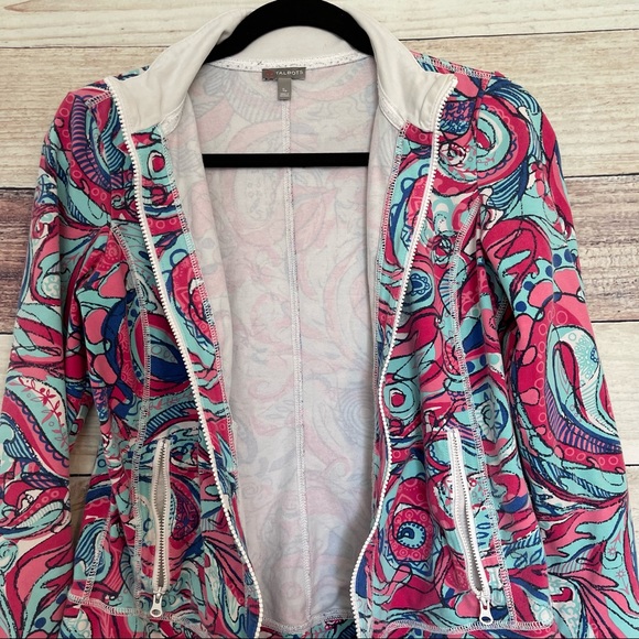 Talbots Athleisure Full Zip Jacket Pink Blue Petite - Picture 4 of 13